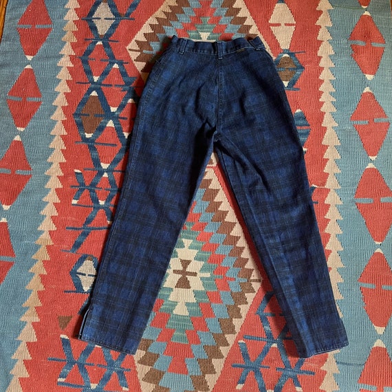 Vintage Chic Jeans with a Dark Blue and Black Pla… - image 6