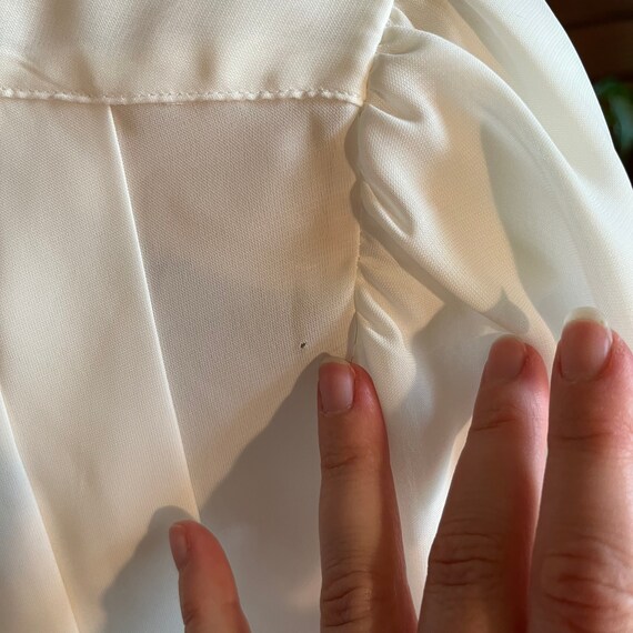 Gauzy White and Black Tipped Tuxedo Front Blouse … - image 5