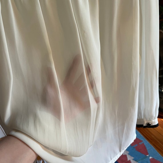 Gauzy White and Black Tipped Tuxedo Front Blouse … - image 7