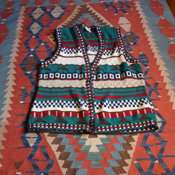 Stefan Inernational Crocket Knit Patchwork Long V… - image 10