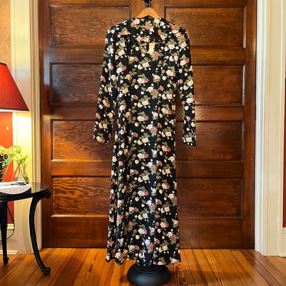 Vintage Moda Intl Sheer Wrap Dress Black Floral S… - image 4