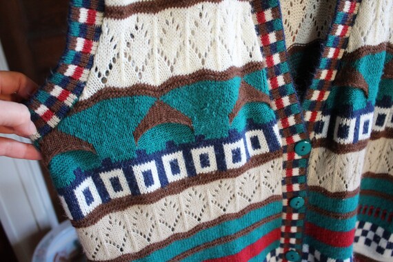 Stefan Inernational Crocket Knit Patchwork Long V… - image 8