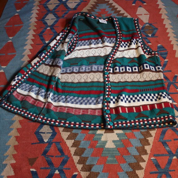 Stefan Inernational Crocket Knit Patchwork Long V… - image 9