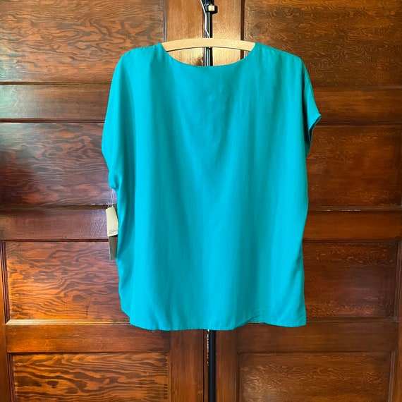 Vintage Teal Green Capped Sleeve Blouse Requireme… - image 4