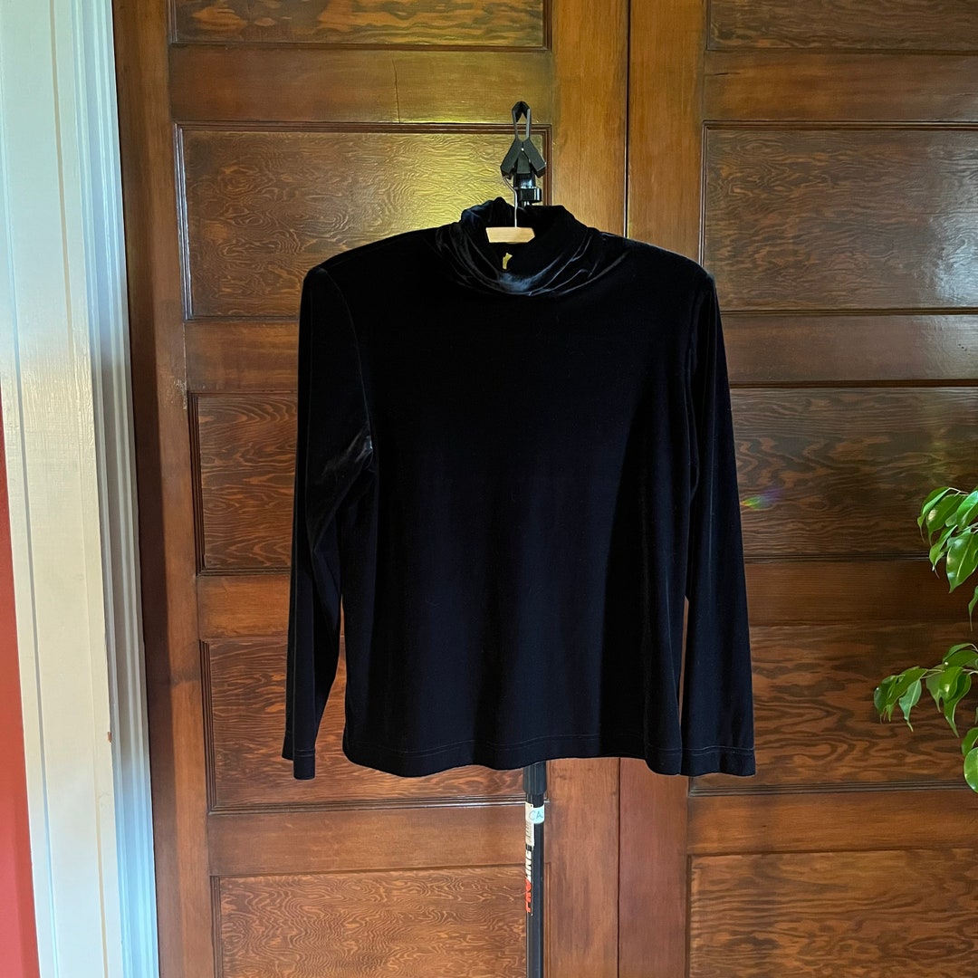 Vintage Black Velvet Turtleneck Blouse by Howard Wolf Small Etsy