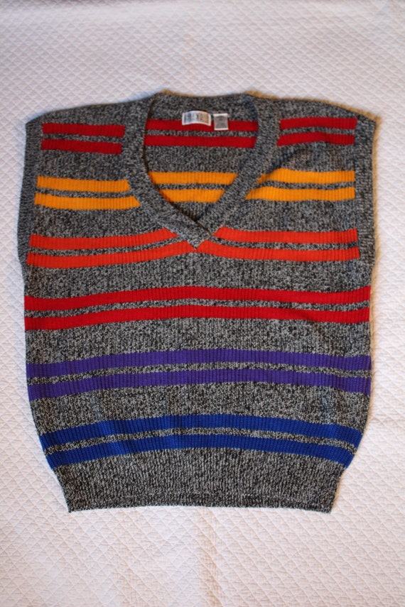 Gitano Plus Knit Rainbow Stripe Vest Size 42 - image 1