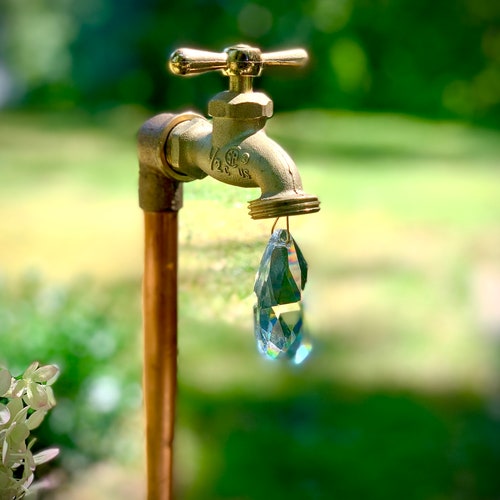Crystal Droplet Copper Garden Art / Metal Garden Faucet Etsy