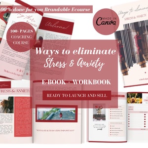 Done For You | Ways To Eliminate Stress & Anxiety | Brandable eCourse |Editable Canva |Life coaching tools |Coach Workbook Template