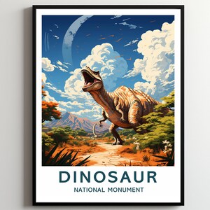 Dinosaur Travel Print Wall Art dinosaur Wall Hanging Home Décor dinosaur Gift Art Lovers National Monument Art Poster