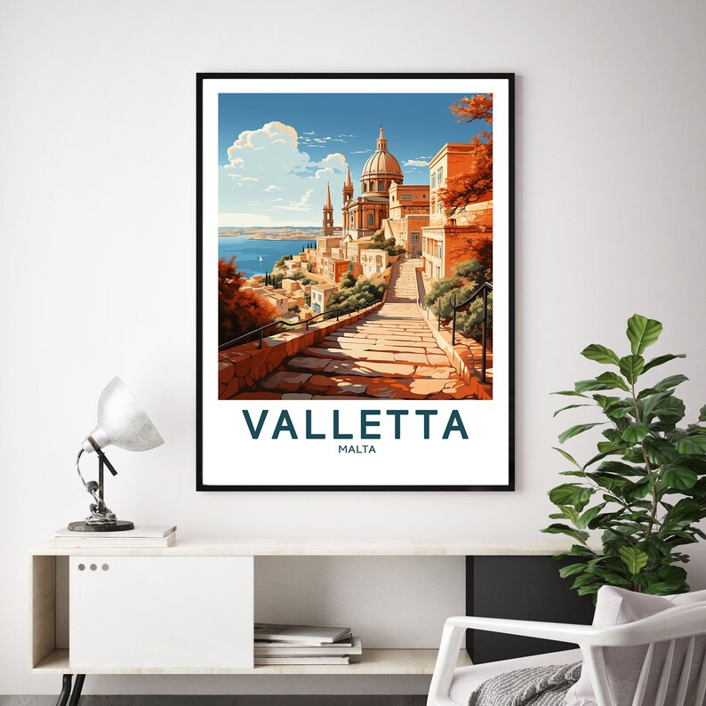 Valletta Travel Print Wall Art Valletta Wall Hanging Home Etsy