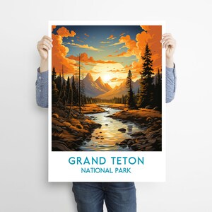 Grand Teton Travel Print Wall Art Grand Teton Wall Hanging Home Décor Grand Teton Gift Art Lovers National Park Art Poster