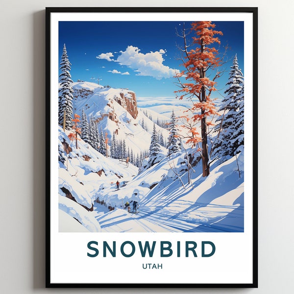 Snowbird Travel Print Wall Art Snowbird  Wall Hanging Home Décor Snowbird Gift Art Lovers Utah Art Poster