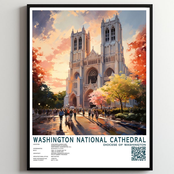 Washington National Cathedral Travel Print Wall Art USA Church Wall Hanging Home Décor USA Church Gift Art Lovers Art Poster