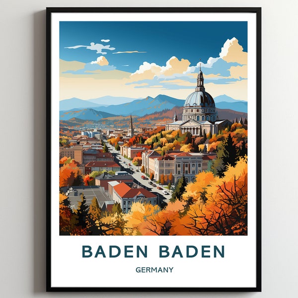 Baden Baden Travel Print Wall Art Baden Baden Wall Hanging Home Décor Baden Baden Gift Art Lovers Germany Art Poster