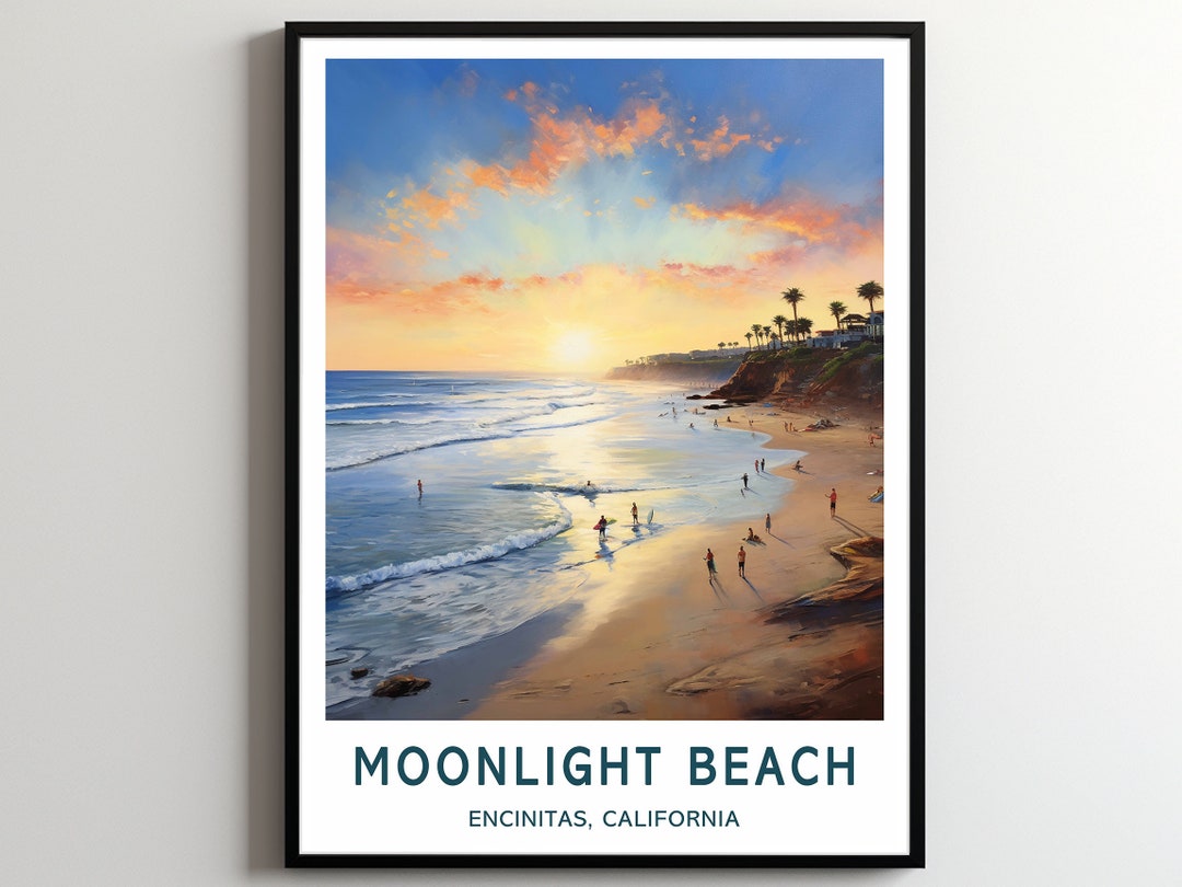 Moonlight Beach Travel Print Wall Art Moonlight Beach Surf Poster