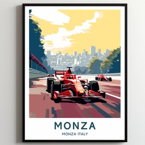 Monza Poster, Monza Italy Race Car Art, Motorsport Travel Prints for Discerning Collectors, Explore the World of Racing Elegance