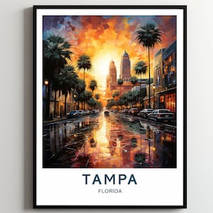 Tampa Travel Print Wall Art Tampa Wall Hanging Home Décor Tampa Gift Art Lovers Florida Art Poster