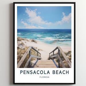 Pensacola Beach Travel Print Wall Art Pensacola Beach Wall Hanging Home Décor Pensacola Beach Gift Art Lovers Florida Art Poster