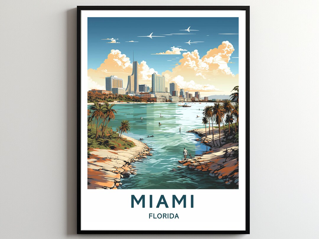 Miami Travel Print Wall Art Miami Wall Hanging Home Décor Etsy