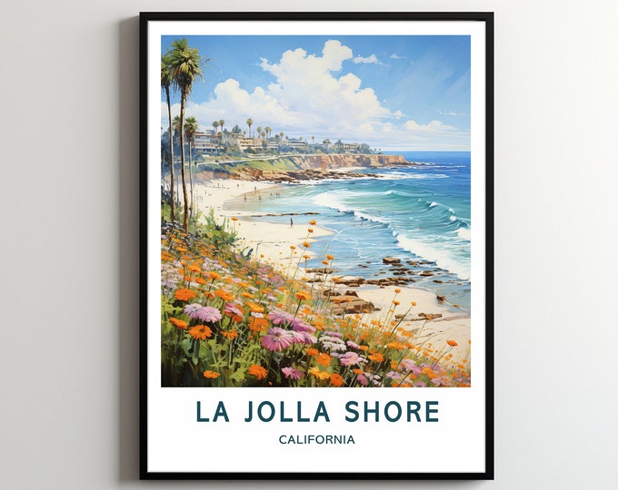 La Jolla Shore Travel Print Wall Art La Jolla Shore Wall Hanging Home Décor La Jolla Shore Gift Art Lovers California Art Poster