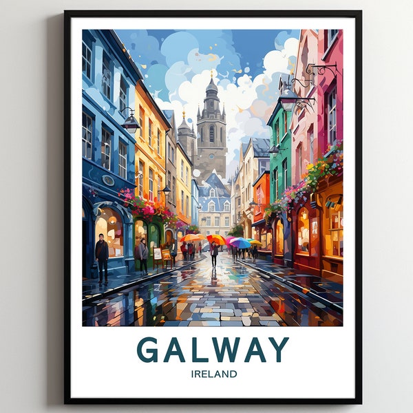 Galway Travel Print Wall Art Galway  Wall Hanging Home Décor Galway Gift Art Lovers Ireland Art Poster