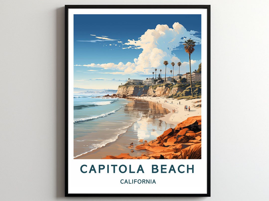 Capitola Beach Travel Print Wall Art Capitola Beach Wall Hanging Home