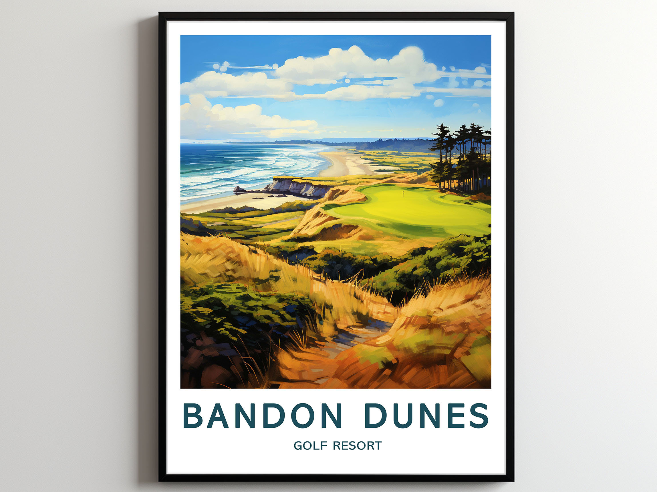 Bandon Dunes Travel Print Wall Art Bandon Dunes  Wall Hanging Home Décor Bandon Dunes Gift Art Lovers Golf Resort Art Poster