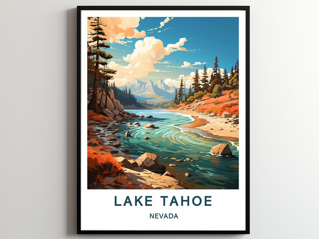 Lake Tahoe Travel Print Wall Art Lake Tahoe Wall Hanging Home Etsy