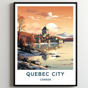 Impression de voyage dans la ville de Québec, art mural, tenture murale de la ville de québec, décoration d'intérieur, cadeau de la ville de québec, amateurs d'art, affiche d'art au Canada
