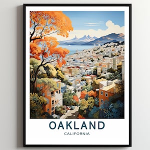 Oakland Reise Print Wandkunst Oakland Wandbehang Home Décor Oakland Geschenk Kunstliebhaber Kalifornien Kunst Poster
