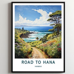 Road To Hana Travel Print Wall Art Road To Hana Wall Hanging Home Décor Road To Hana Gift Art Lovers Hawaii Art Poster