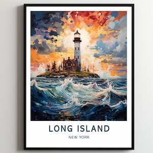 Long Island Lighthouse Art Print: New York Travel Poster