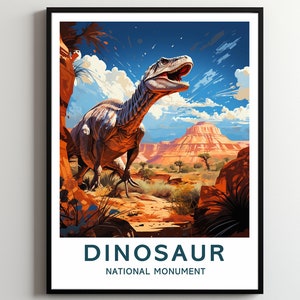 Dinosaur Travel Print Wall Art dinosaur Wall Hanging Home Décor dinosaur Gift Art Lovers National Monument Art Poster