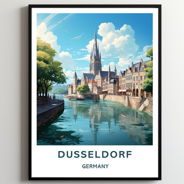 Dusseldorf Travel Print Wall Art Dusseldorf  Wall Hanging Home Décor Dusseldorf Gift Art Lovers Germany Art Poster