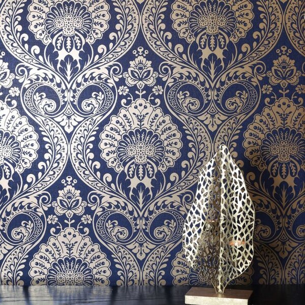 Navy Gold Wallpaper Etsy