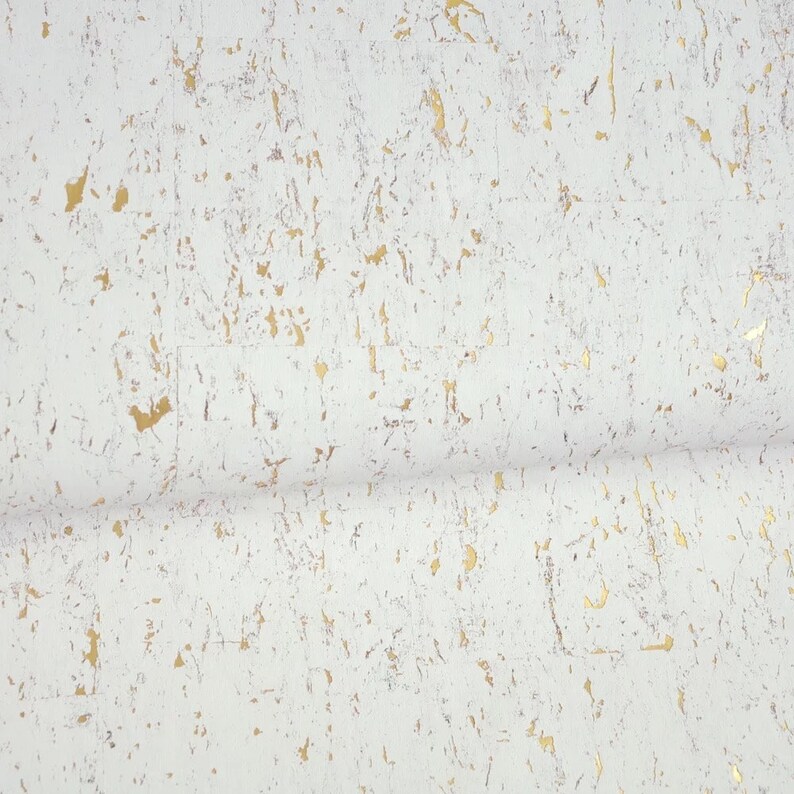 White and Gold Cork Wallpaper Natural Material. Etsy