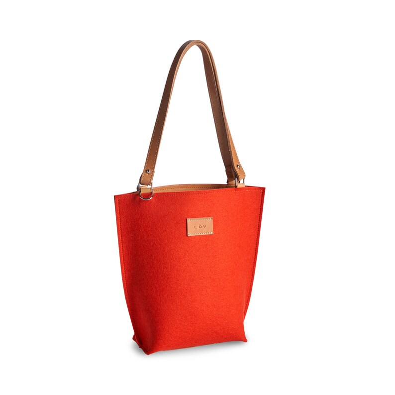 Nordic Felt Torsby Tote Spice Orange Tote Bag Merino Wool Felt Tote Bag Torsby Petite