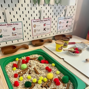 Cartões de receita de caixa sensorial de torta de maçã - conjunto de 3 - para impressão (download digital)