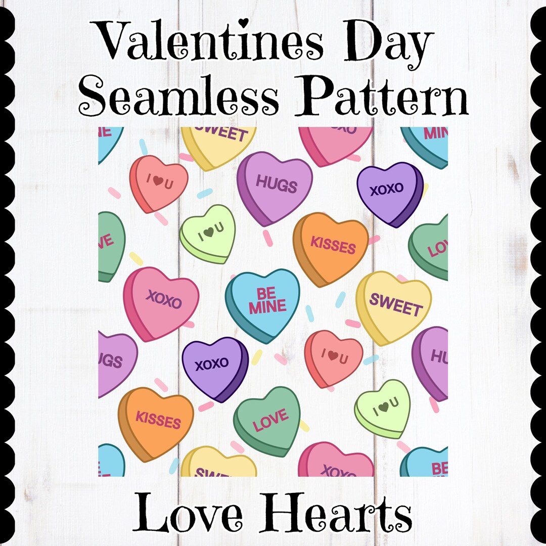 Love Valentines Day PNG Seamless Pattern Sublimation Design Digital ...