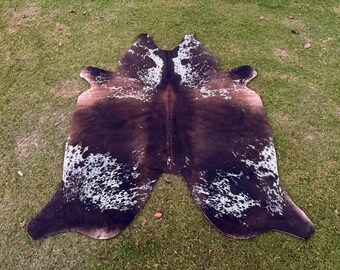 Real Cowhide Rug, Tricolor Cow Skin, Brazilian Leather Floor Carpet
