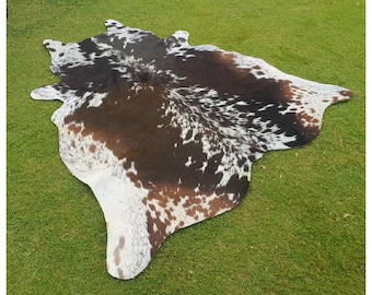 Tricolour Cowhide Brindle  Cowhide Rug - Brindle Cowhide Rug - Hair On Hides - Brown, Black and White Cowhide Rug