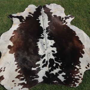 Real Cowhide Rug Tricolor Living room area rug Cow hide small / Large Rug Brown white Black Cowhide rug Cow skin Rug Hides Brindle Cowhide image 3