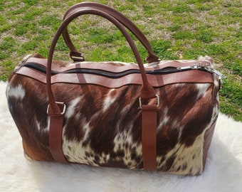 Duffle Bag for menWomen, Cowhide Travel bag , Gym and Beach Bag , Custom made large bag, Weekend holdall bag. Gift for her , for him