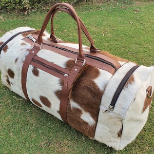 Cowhide Duffel Bag for men/women -  weekender bags - Overnight  gym bag - Leather travel bags - Carry-on luggage