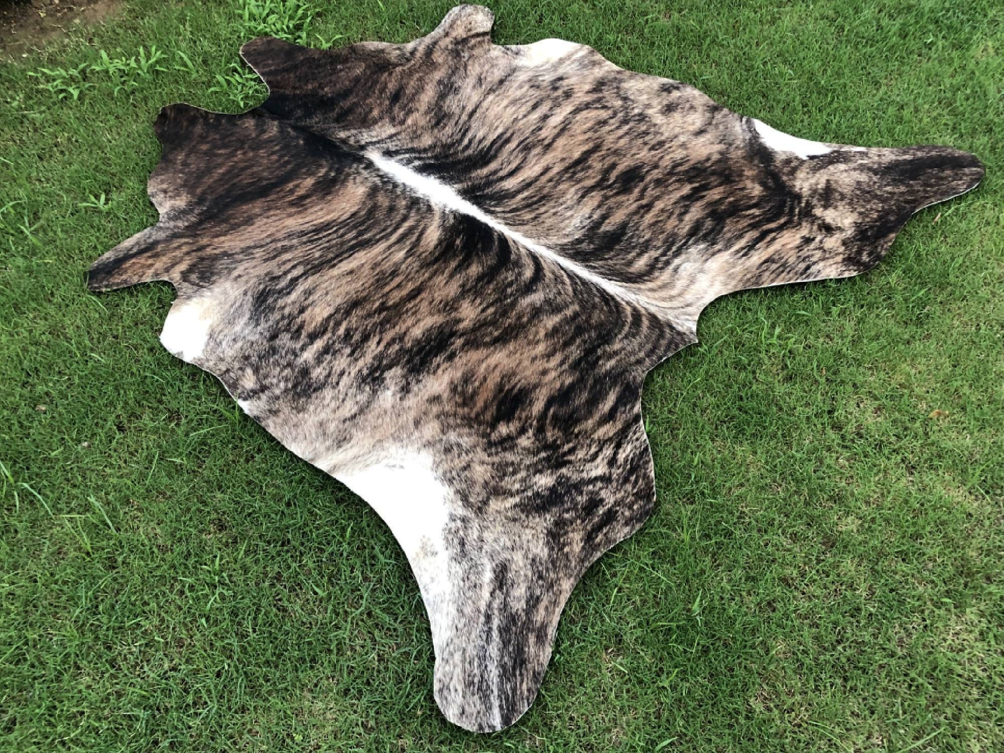 Brown Brindle Cowhide Rug Handmade Leather Tricolor Cowhide Etsy