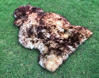 100% Natural Sheepskin Rug - Brown Sheep Skin Area Rug - Icelandic Lambskin - Sheepskin Cushion for Chair - Soft Sheepskin Pelt Throw Rug