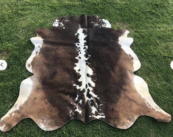 Tapete de couro de vaca marrom e branco, tapete para quarto, melhor preto e branco, couro de vaca brasileiro, tricolor