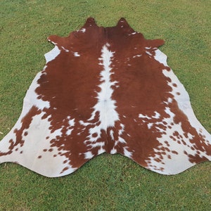 Custom Cowhide Rug - Brown White Unique Pattern Cowhide rug - Brazilian cowhide Area rugs Personalized Gift for Mother /Daughter