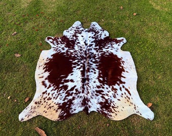 Authentic Brazilian Cowhide Rug – Dark Brown & White Hair-on Hide