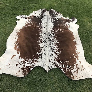 Real Cowhide Rug Tricolor Living room area rug Cow hide small / Large Rug Brown white Black Cowhide rug Cow skin Rug Hides Brindle Cowhide image 6